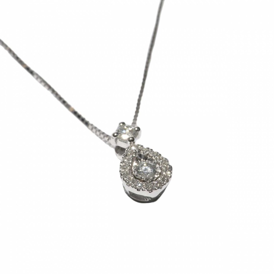 Collane La Gioielleria | Collier A Goccia Pave' Con Diamanti