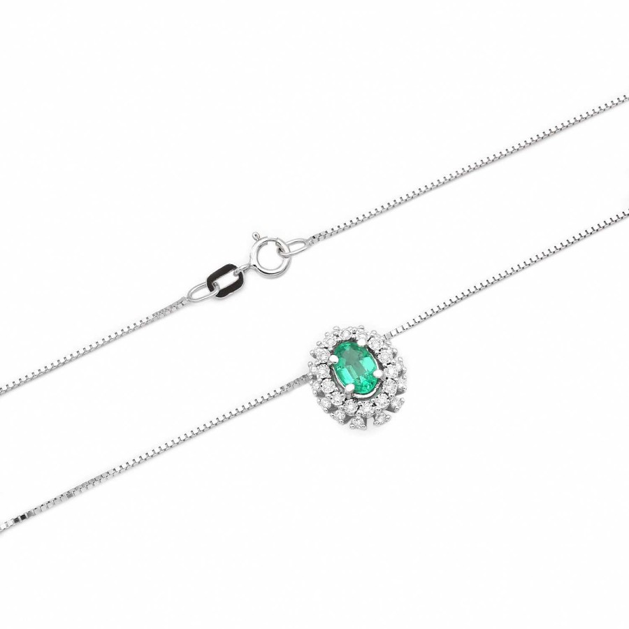 Collane La Gioielleria | Collier Diana Con Smeraldo E Diamanti