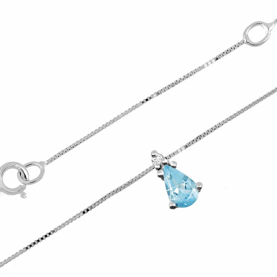 Collane Dorico Gioielli | Collier Con Acquamarina E Diamante