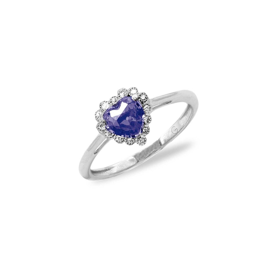 Anelli La Gioielleria | Anello A Cuore Con Tanzanite E Diamanti