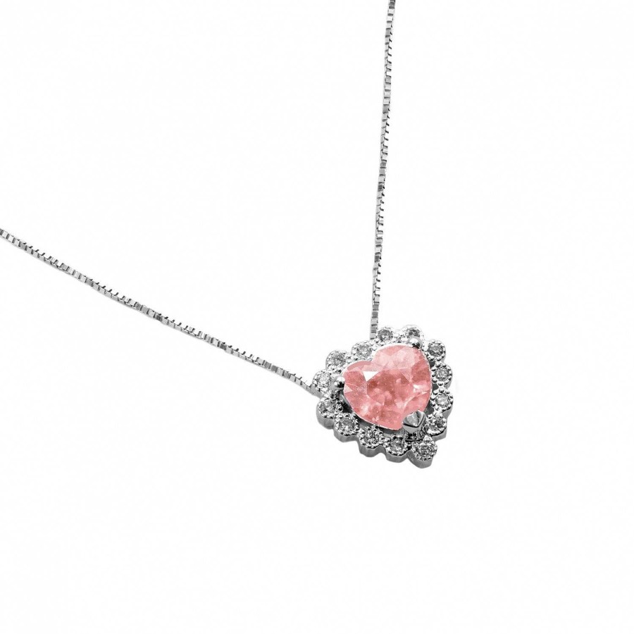 Collane La Gioielleria | Collier A Cuore Con Morganite E Diamanti