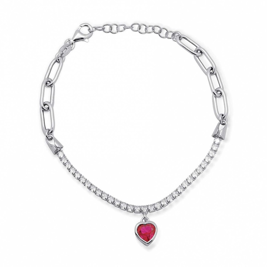 Bracciali La Gioielleria | Bracciale Tennis Con Cuore In Argento 925