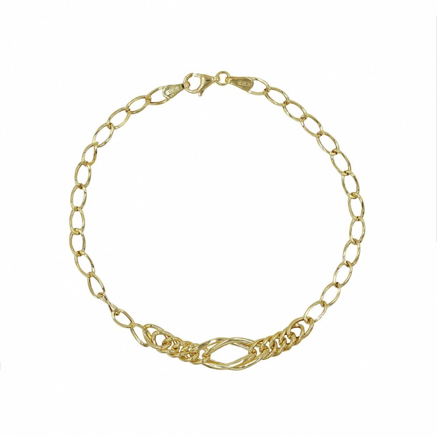 Bracciali La Gioielleria | Bracciale In Oro 750 Con Maglie Ovali Fantasia