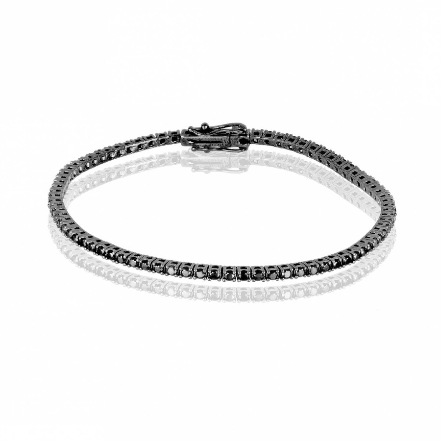 Bracciali La Gioielleria | Bracciale Tennis Rutenio Con Diamanti