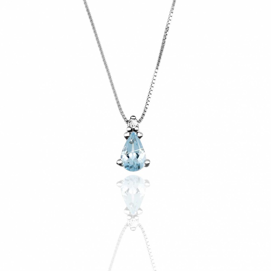 Collane Dorico Gioielli | Collier Con Acquamarina E Diamante