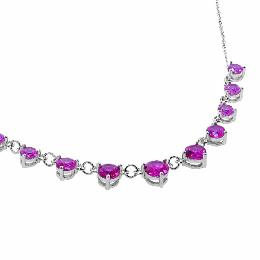 Collane La Gioielleria | Collier In Argento 925 Con Pietre Fucsia