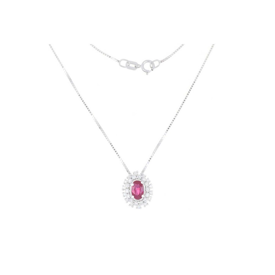 Collane La Gioielleria | Collier Diana Con Rubino 0,65 Ct E Diamanti