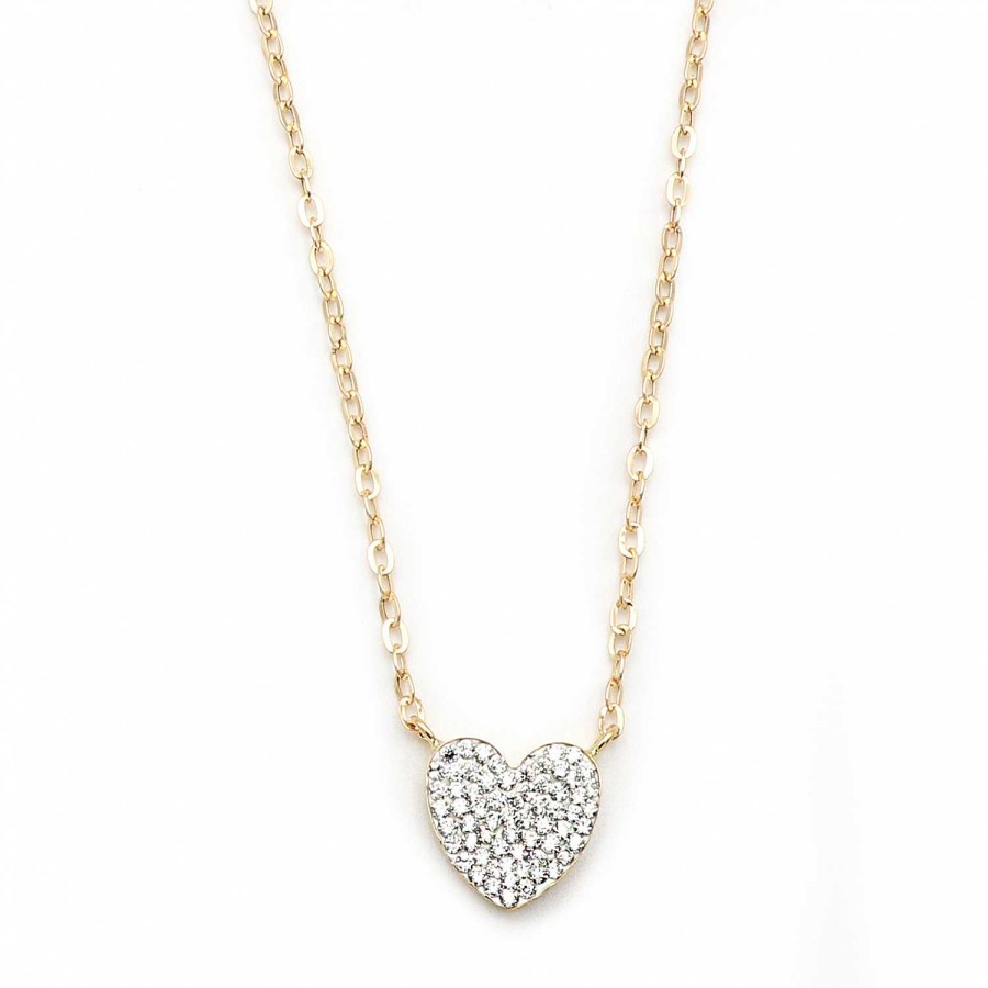 Collane Gimar | Collier Con Centrale A Cuore Pave' In Oro 750