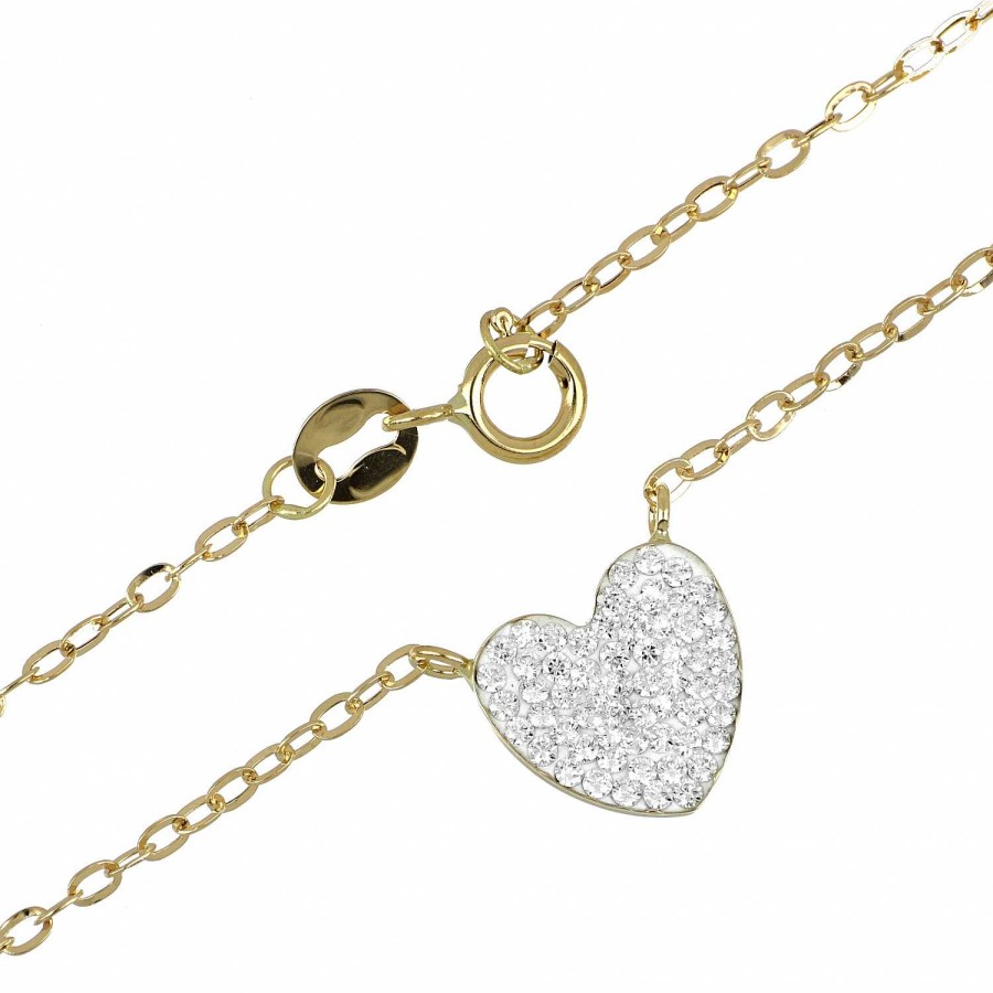 Collane Gimar | Collier Con Centrale A Cuore Pave' In Oro 750