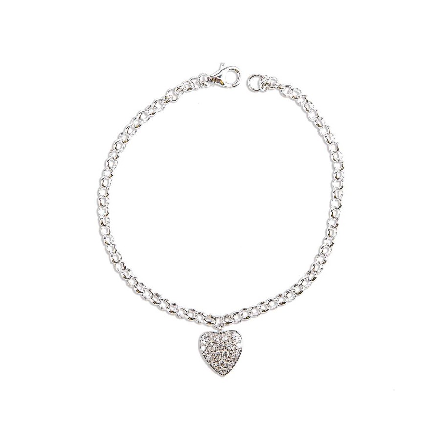 Bracciali Daveri Vicenza | Bracciale In Argento 925 In Maglia Rolo' Con Cuore