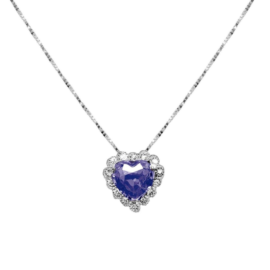 Collane La Gioielleria | Collier A Cuore Con Tanzanite E Diamanti