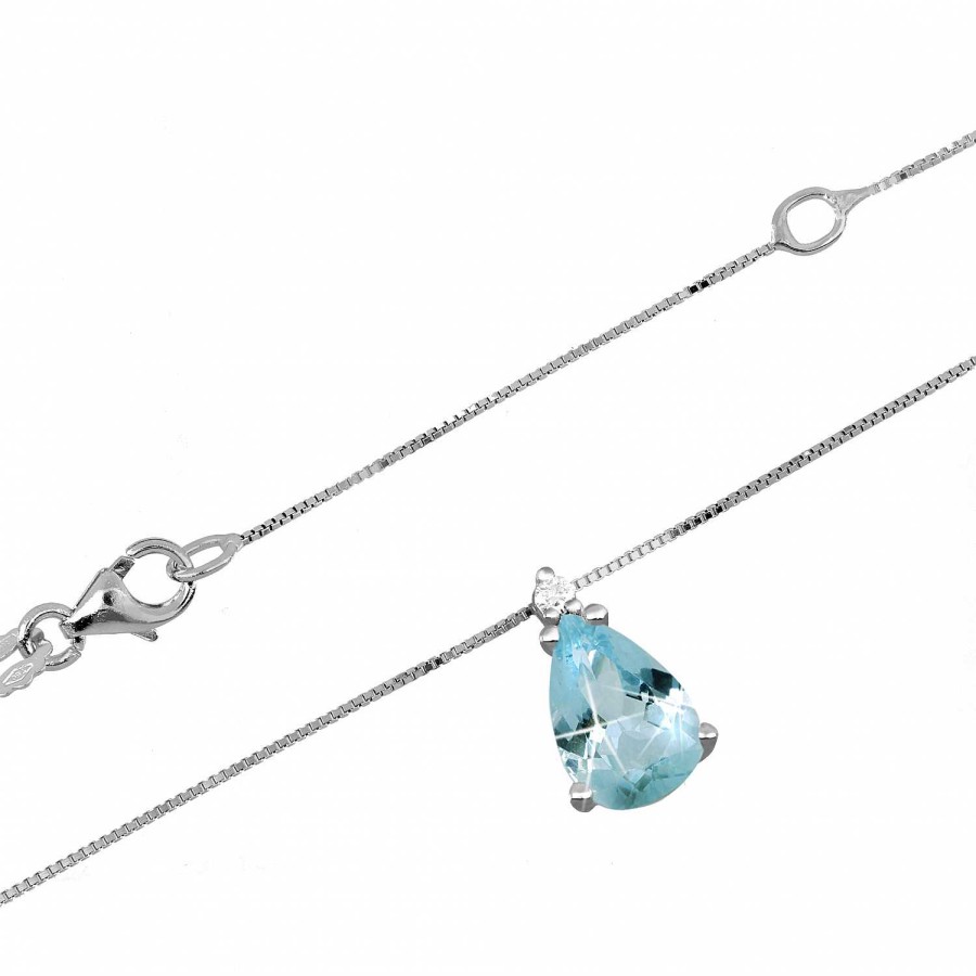 Collane Dorico Gioielli | Collier Con Acquamarina E Diamante