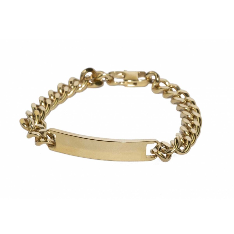 Bracciali Cassero Gioielli | Bracciale In Acciaio Con Targa Giallo