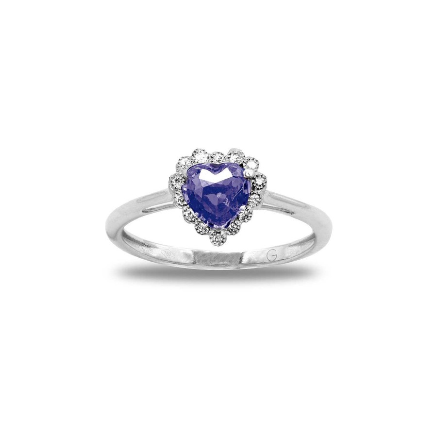 Anelli La Gioielleria | Anello A Cuore Con Tanzanite E Diamanti