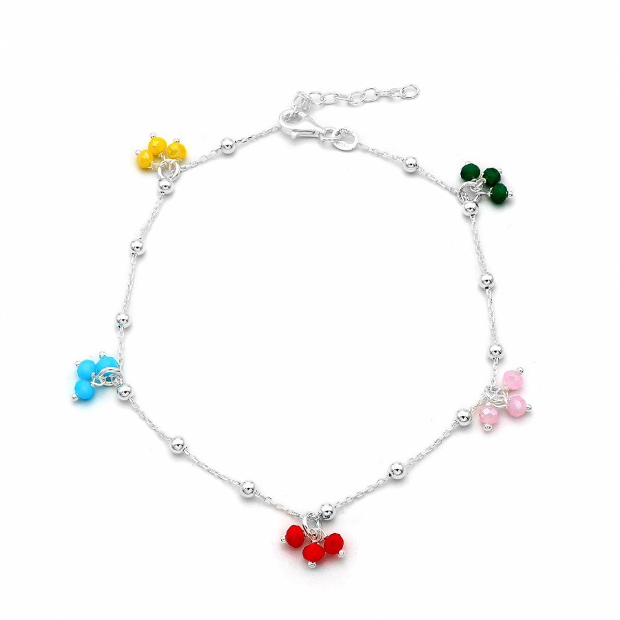 Bracciali Cassero Gioielli | Cavigliera In Argento 925 Con Pietre Colorate