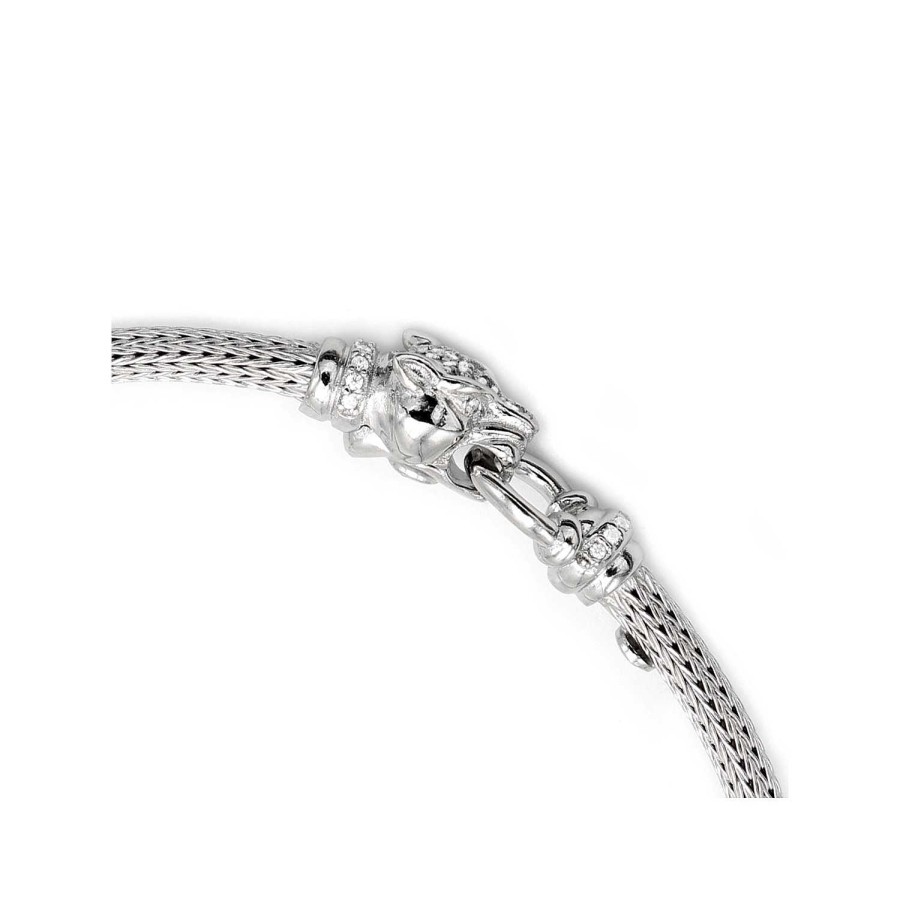 Bracciali Cassero Gioielli | Bracciale Rigido Argento 925 Pantera Con Zirconi