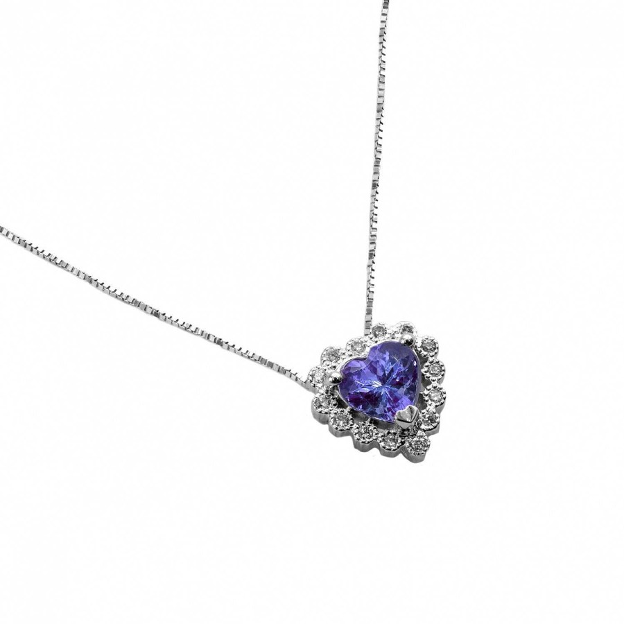 Collane La Gioielleria | Collier A Cuore Con Tanzanite E Diamanti