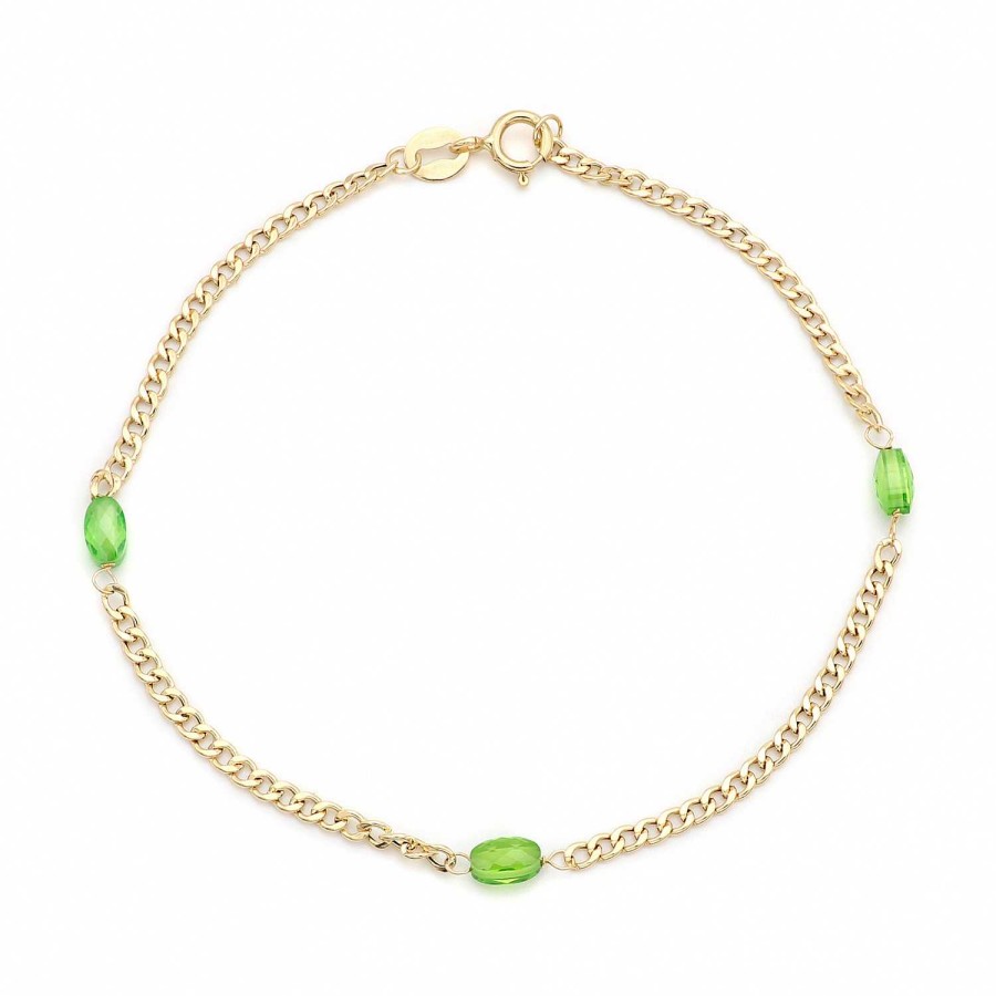 Bracciali Gimar | Bracciale In Oro Giallo 750 Pietre Verdi