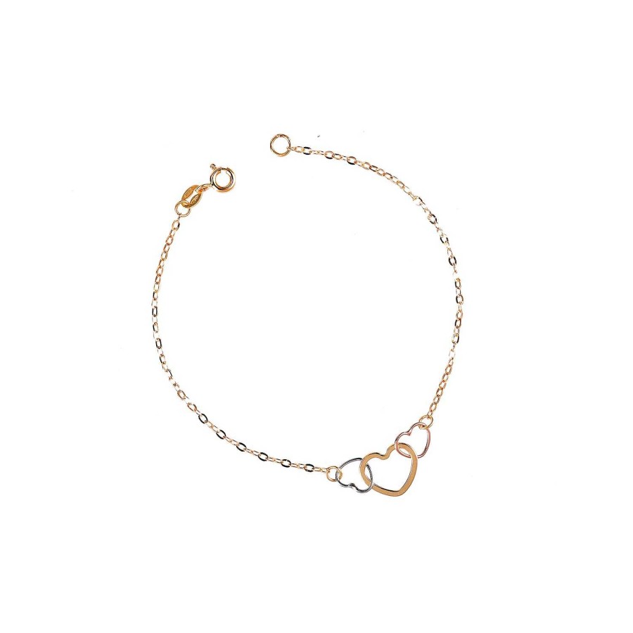 Bracciali Top Star | Bracciale In Oro 750 Con Cuori Centrali