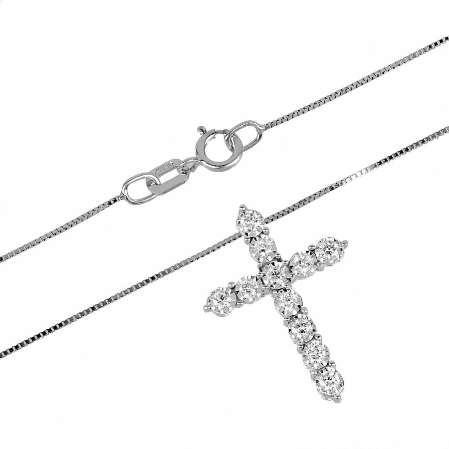 Collane La Gioielleria | Collier Con Croce Di Diamanti