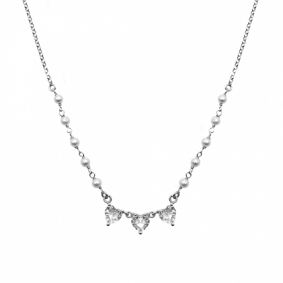 Collane Daveri Vicenza | Collier In Argento 925 Con Cuori E Perline